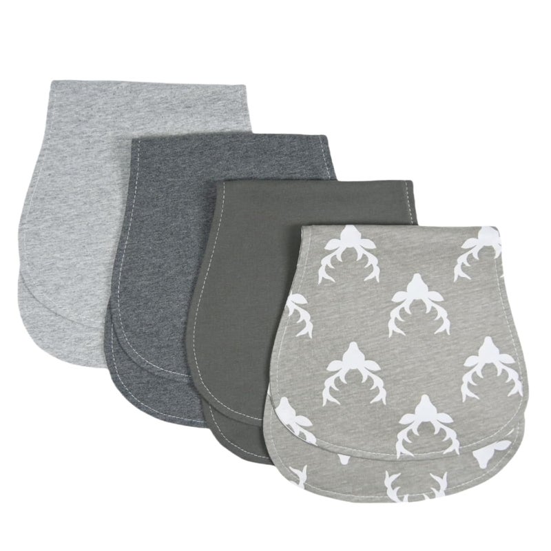 Arnzion Baby Burp Cloths Baby Burp Set Curved Absorbent and Soft Valuable 4 Pack Double Layers (Grey Hue Deer) - Image 1